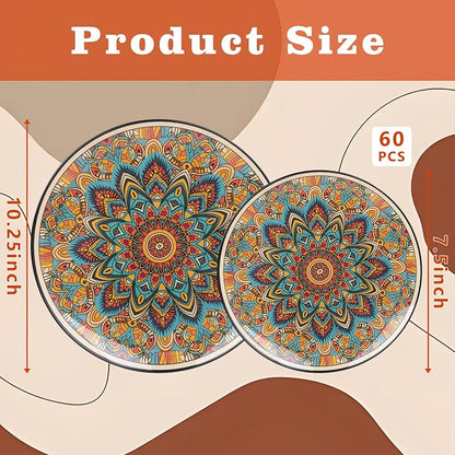60PCS Bohemian Plastic Plates