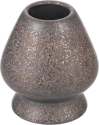 HARFINGTON Ceramic Chasen Stand 67mm Matcha Whisk Holder, Traditional Matcha Tea Chasen Holder, Black Gold