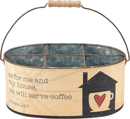 Primitives by Kathy Serve Coffee Kitchen Caddy, 12" x 5.50" x 8", Multicolor