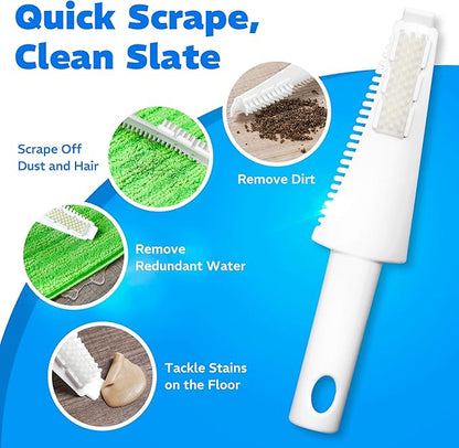 3 Pack Reusable Microfiber Mop Pads, Compatible with Swiffer PowerMop and Bona Mop, Machine Washable Cloths, Scraper Included, Refills for All Floor Cleaning, Wet Dry - 16"- 18"