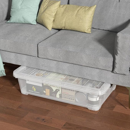 Rosebloom 40 Quart Plastic Under Bed Storage Bins with Lid, Clear Storage Containers Under Bed, 3 Packs