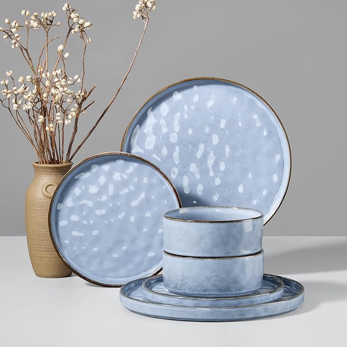 HaWare Dinnerware Sets, 6-Piece Plates and Bowls Set, Stoneware Dish Set