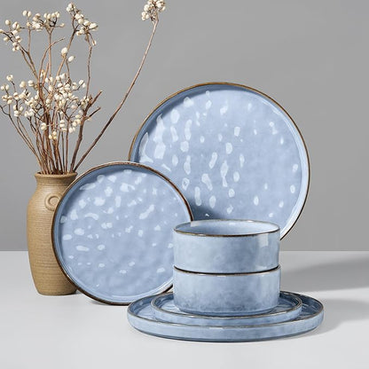 HaWare Dinnerware Sets, 6-Piece Plates and Bowls Set, Stoneware Dish Set