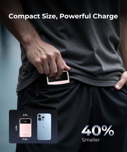 Portable-Charger-Power-Bank Travel Essentials Battery Pack USB C 30000mAh Built in Cable 22.5W Phone Fast Charging Powerbank Compatible with iPhone 16 15 14 13 12 11 iPad Google Xiaomi (Pink)