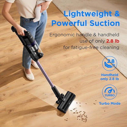 CANDY Cordless Vacuum Cleaner, Stick Vacuum Cordless Rechargeable,45Mins Powerful Suction Vacuum Cleaners for Home,Anti-Tangle,One-Click Dust Disposal,Lightweight for Hardwood Floor Carpet Pet Hair