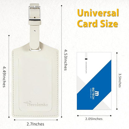 Travelambo Luggage Tags for Suitcases Faux Leather Privacy Protection 2 Pack Bag Tags Travel Accessories Essential, Ivory