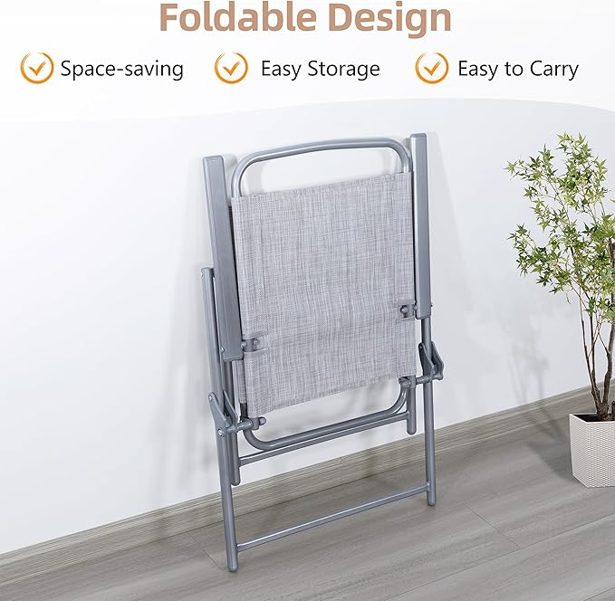 Vongrasig 6 Pieces Folding Patio Dining Set, All Weather Small Metal Outdoor