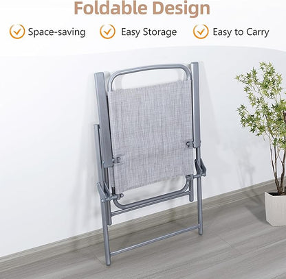 Vongrasig 6 Pieces Folding Patio Dining Set, All Weather Small Metal Outdoor
