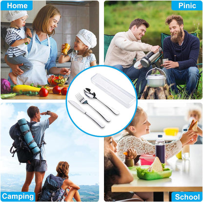 Travel Utensils With Case, Stainless Steel Reusable Portable Utensils Set With Case, Lengnoyp Travel Silverware Set