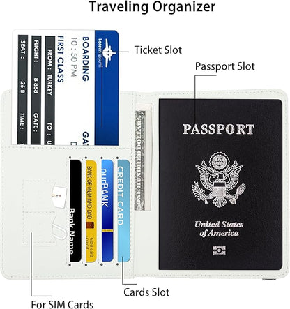 Passport Holder for Women and Men PU Leather Passport Cover for Travel (Flamingo)
