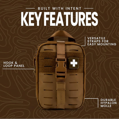 My Medic MyFak Mini First Aid Kit - Small and Lightweight for Camping Hiking and Backpacking - IFAK with 70 Items - HSA/FSA Great for Travel - Coyote