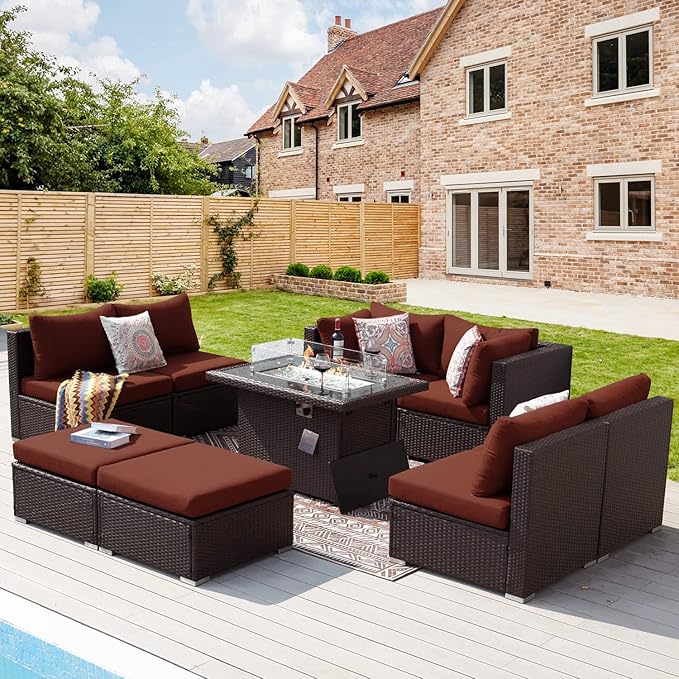 NICESOUL 9 Pcs Large Outdoor Patio Furniture Set