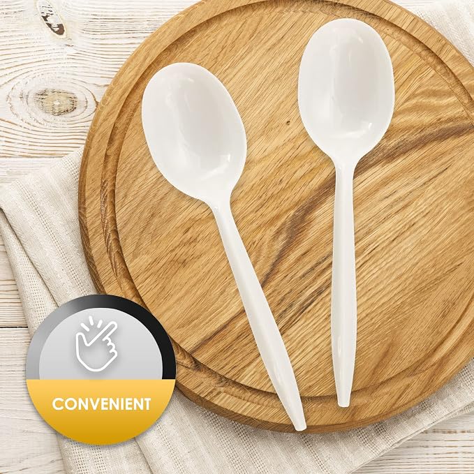 PAMI Medium Weight Disposable Plastic Soup Spoons, Bulk Pack, 1000 Ct