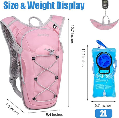 Zavothy Hydration Backpack with 2L Hydration Bladder Water Backpack for Hiking Hydration Pack for Running Cycling Hiking