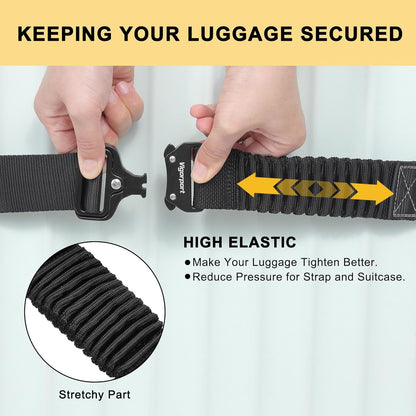 Vigorport Luggage Straps for Suitcases 2 Pack, Heavy Duty Metal Buckle Luggage Belt Strap, TSA Approved Suitcase Belt, Stretchable Travel Strap for Luggage