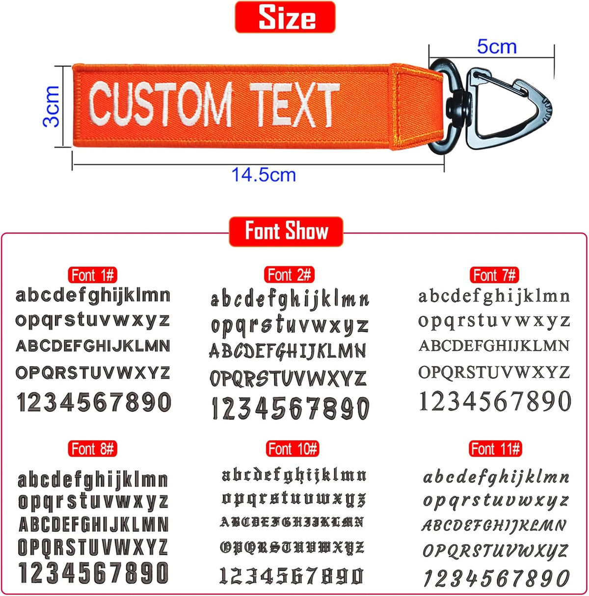 Custom Luggage Tags, Custom Personalized Luggage tag Name, Embroidery Key Ring Accessories for Car, Luggage, Crate,Gear