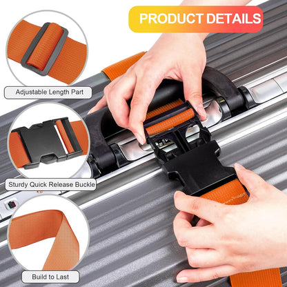 Luggage Straps for Suitcases TSA Approved, Travel Belt Suitcase Belt, Suitcase Straps TSA Approved, Luggage Belt Strap TSA Approved, Travel Straps for Luggage, Luggage Band Bag Straps, Orange