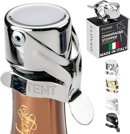 KLOVEO Champagne Stoppers - Patented Seal - Made in Italy - Professional Grade WAF Champagne Bottle Stopper - Prosecco, Cava, and Sparkling Wine Bottle Stopper