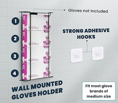 Alpine Glove Holder for Wall Mount Latex Gloves - Wire Box Dispenser for Disposable Gloves, Tissues, Masks, Wipes & More - Fits 4 Boxes (Black)
