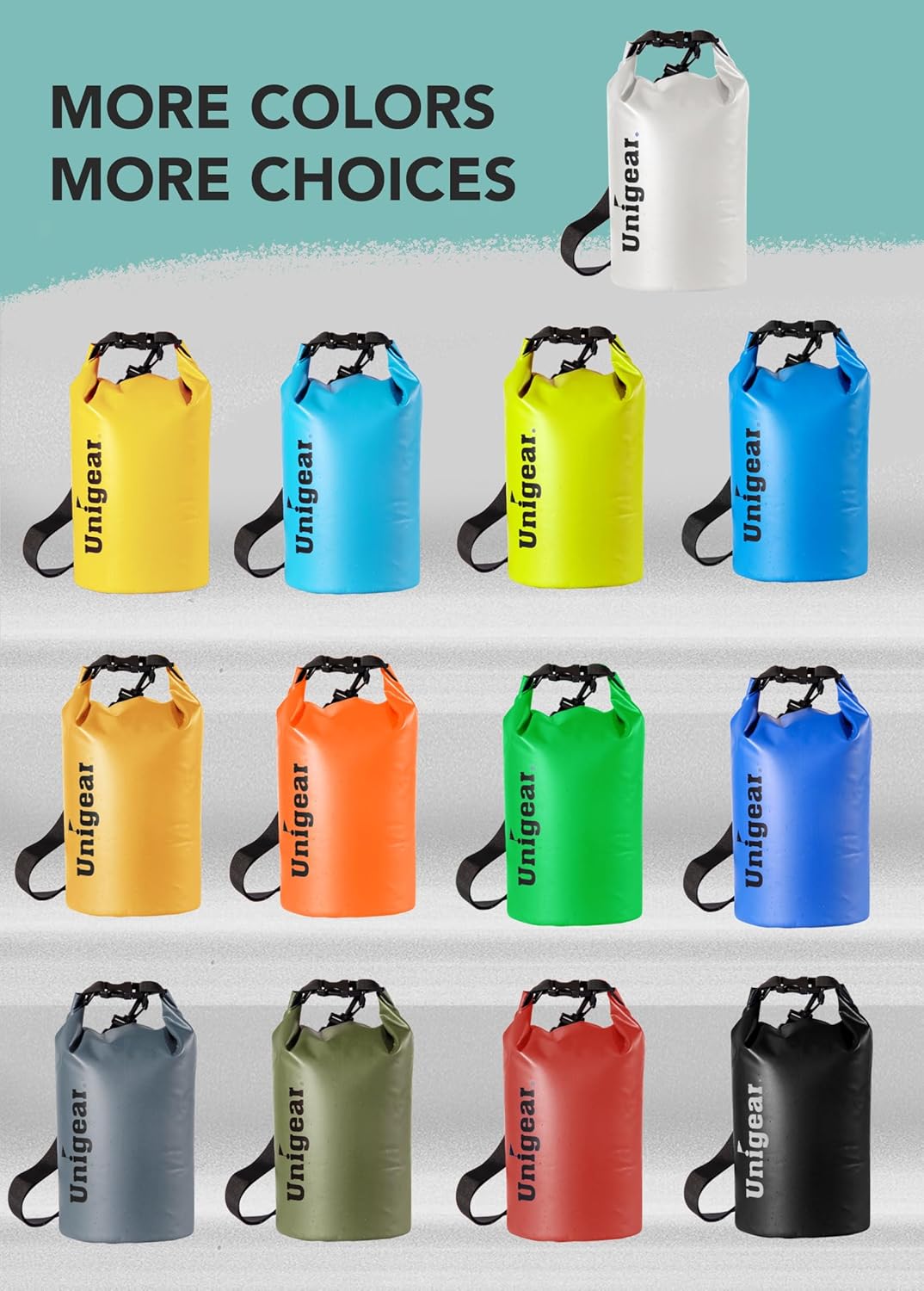 Unigear Dry Bag Waterproof, 2L/5L/10L/20L/30L/40L Floating and Lightweight Bags for Kayaking, Boating, Fishing, Swimming and Camping with Waterproof Phone Case
