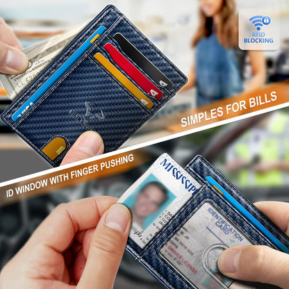 BULLIANT Slim Wallet, Skinny Minimal Thin Front Pocket Wallet Card Holder For Men 7Cards 3.15"x4.5",Gift-Boxed