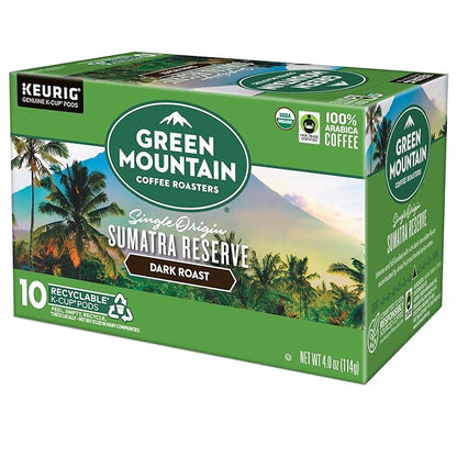 Green Mountain Coffee Roasters Sumatra Reserve, Keurig Single Serve K-Cup Pods, Dark Roast Coffee, 60 Count, (6 Packs of 10)