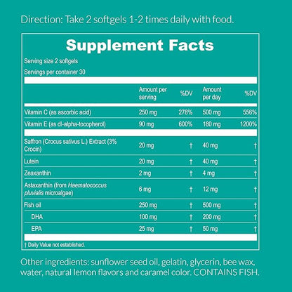 UpNourish AREDS 2 Eye Vitamins for Seniors - Lutein Eye Health Supplement for Adults - Computer Eye Strain Relief, Ocular Health and Dry Eye Support - Vision & Eye Supplements for Women and Men