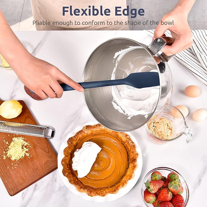 14in Extra Large Silicone Spatula: U-Taste 600ºF Heat Resistant Flexible Silicon Mixing Stirring Cooking Scraping Baking Bowl Scraper Seamless Spreader for Kitchen Nonstick Cookware (Midnight Blue)