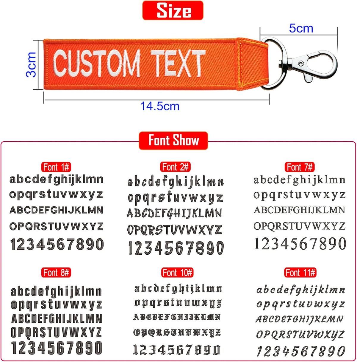 Custom Luggage Tags, Custom Personalized Luggage tag Name, Embroidery Key Ring Accessories for Car, Luggage, Crate,Gear