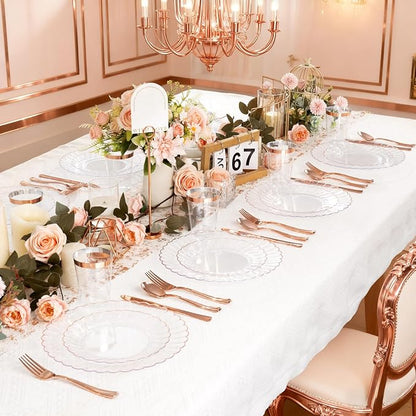 YOUBET 60PCS Rose Gold Plastic Plates