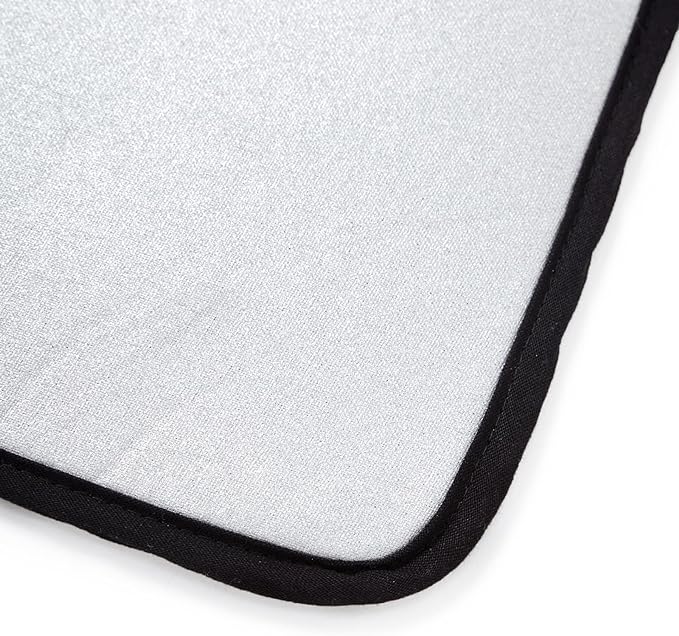 Encasa XO Ironing Mat/Pad - Metallic Silver (Large 48"x28") with 5mm Foam Padding & Silicone Iron Rest for Steam Pressing on Tabletop or Bed - Heat Reflective, Portable, Quilting
