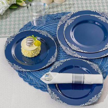 Bestluck 700PCS Navy Blue Disposable Dinnerware