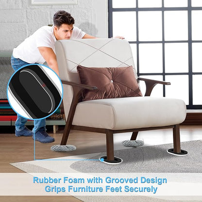 New Upgrade Furniture Movers Sliders, 8+8 Pack 5.8 * 4.3" Multi-Surface Furniture Sliders with Groove Design, Oval 8PCS Moving Pads and 8 Hardwood Socks, Protect Floor and Easily Move Furniture