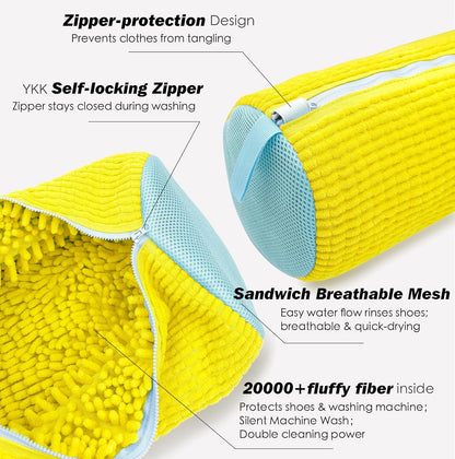 Shoe Washing Machine Bag,Laundry Shoe Bag for Washer and Dryer,Reusable Shoe Cleaning Bag for Sneakers,Tennis Shoes,With Self-locking Zipper, Microfiber Inside,Include Shoes Storage Bag