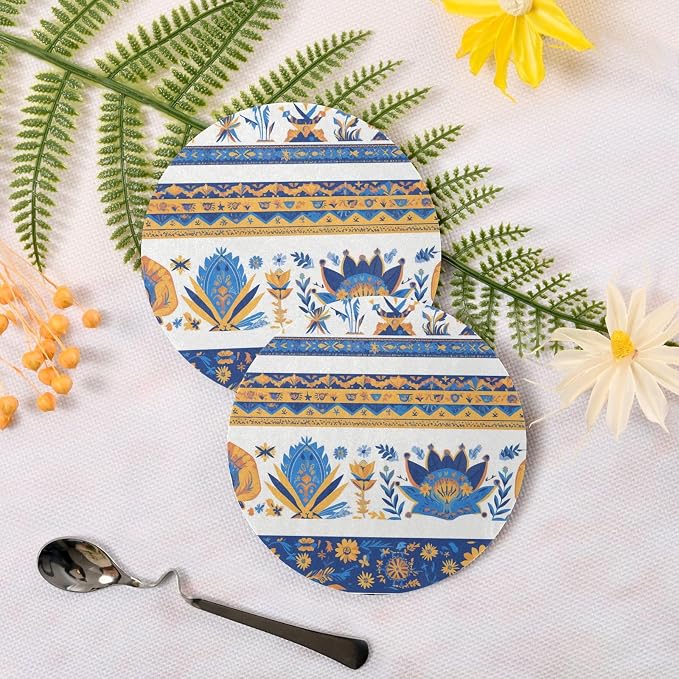 Vector Illustration Ukrainian Folk Pattern 4 Pcs Round Coasters