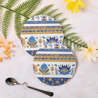 Vector Illustration Ukrainian Folk Pattern 4 Pcs Round Coasters