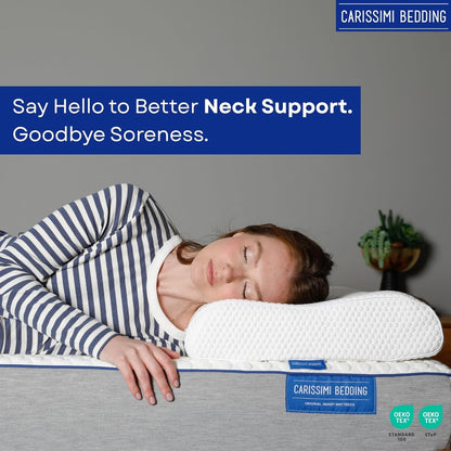 Original Contour Memory Foam Pillow with Bag – Ergonomic Cervical Neck Pillow for Side and Back Sleepers – Neck Alignment and Shoulder Support Design
