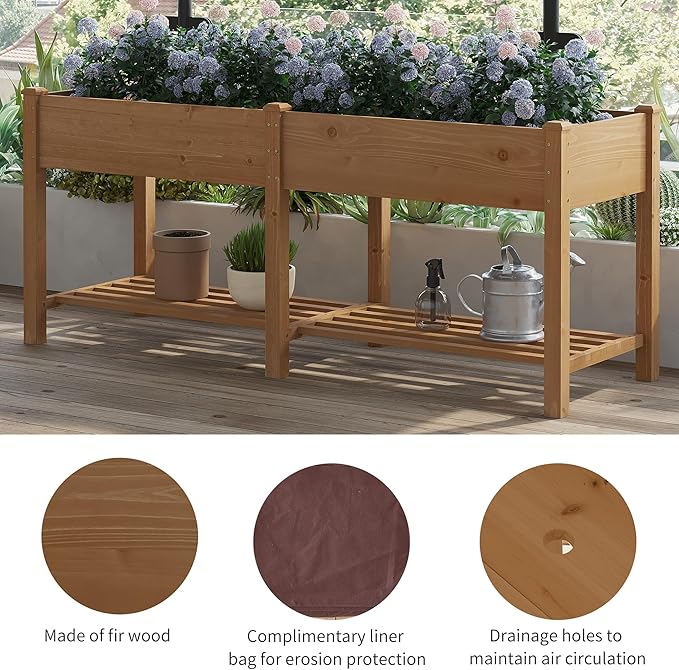 FILWH Raised Garden Bed with Legs Elevated Wooden Planter Box Stand Large