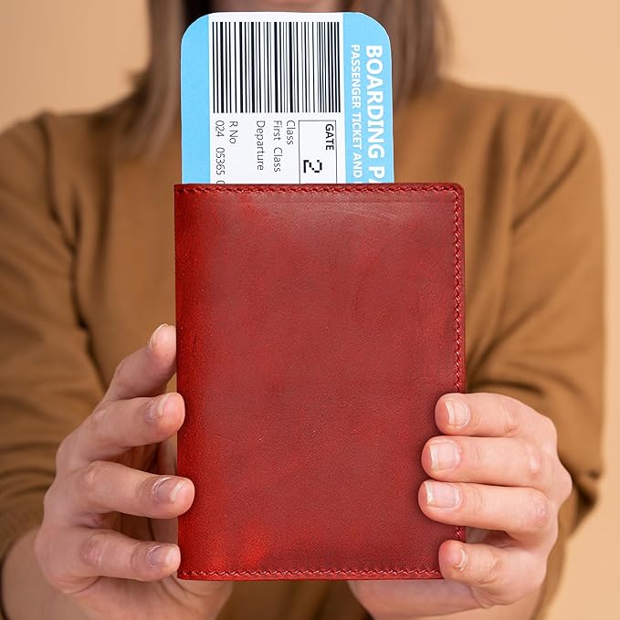 HIFA Leather Passport Holder, Handmade Passport Cover with Card and Ticket Slot - Genuine Leather, Elegant Design, Easy Access - Passport Case, Passport Wallet, Passport Holder