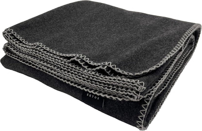 EKTOS 100% Virgin Wool Blanket, 90" x 108", Warm, Thick Fabric, XL, Winter Essentials (Charcoal, King Size)