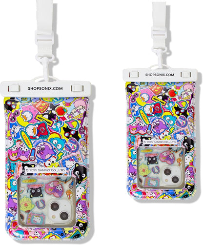 Sonix x Sanrio Waterproof Phone Pouch - Floating Phone Case Dry Bag w/Crossbody Lanyard - Beach Cruise Travel Essentials - Compatible w/All Devices, Touchscreen Friendly | Hello Kitty Stickers