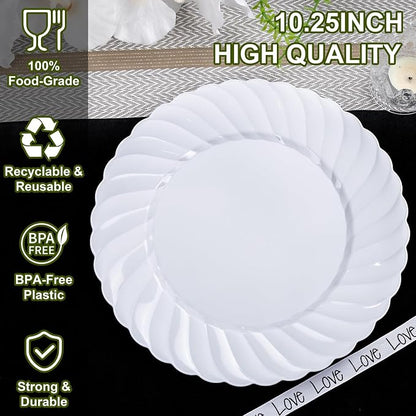 U-QE 60 Count White Plastic Plates