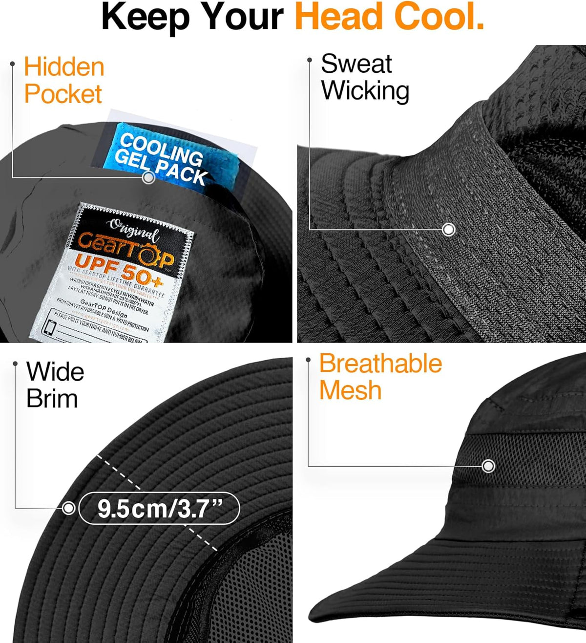 GearTOP Safari Sun Hat for Men and Sun Hats for Women UV Protection UPF 50+ Hiking, Gardening, Fishing