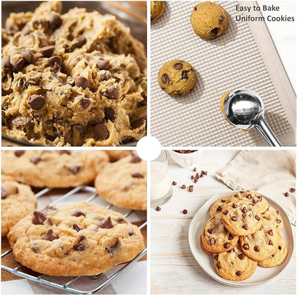 Cookie Scoop, Ice Cream Scoop, 1Tbsp/15 ml/0.5oz Cookie Scoops for Baking, 18/8 Stainless Steel Cookie Scooper for Baking, Cookie Dough Scoop with Non-slip Grip (Red)