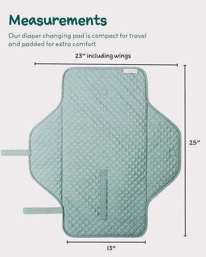 Lily Miles Baby Changing Pad Portable, Diaper Changing Mat with Magnetic Latches, Travel Pad for Diaper Bag, Baby Essentials, Wipeable & Waterproof Mat (Willow Green, Large)