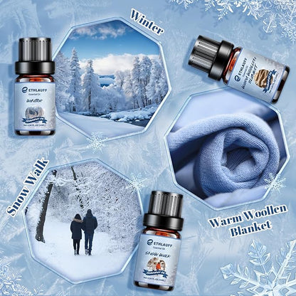 Essential Oils Set, Winter, Warm Woollen Blanket, Balsam Fir, Snow Walk, Sleigh Ride, Gingerbread