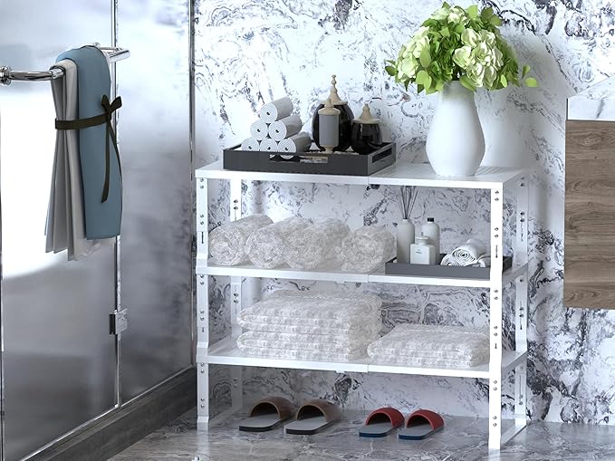 Adjustable Expanable Stackable Spice Rack Shelf Pantry Storage Organizer for Kitchen Cabinet,Countertop,Bathroom and More.Space is no Longer Limited(2Packs/White/Medium)