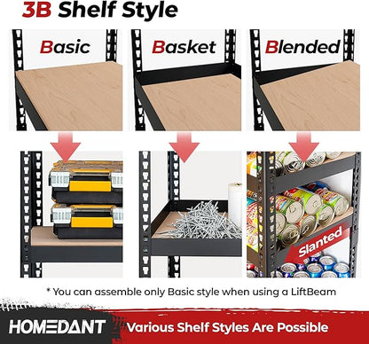 HOMEDANT 5 Tier Laminated Boltless Heavy Duty Garage Storage Adjustable Wide Size Metal Shelving Unit Utility Rack Shelves Organization Multipurpose Shelf Shed Warehouse 47.7"W x 18.2"D x 71.3"H 4Pack