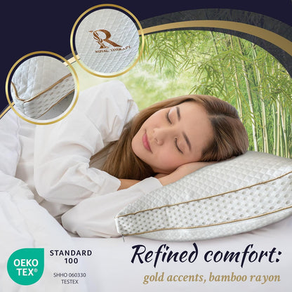 Royal Therapy King Memory Foam Pillow, Adjustable Shredded Odor-Free Pillow for Neck & Shoulder Pain Relief, Support for Back, Stomach, Side Sleepers, AirFlowPRO