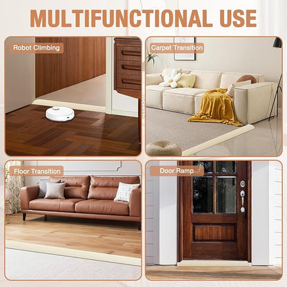 Floor Transition Strip Self Adhesive Vinyl Door Threshold for Doorways Carpet Edging Trim Overlap Edge Reducer for Laminate Floor, Carpet, Tile (Beige Wood Grain, 2/5" to 3/5", 10Ft)